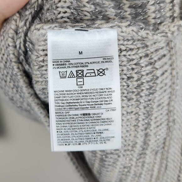 NWT GAP Lurex Metallic Wool Mohair Blend Oversized V-Neck Knit Sweater sz M - Picture 9 of 10